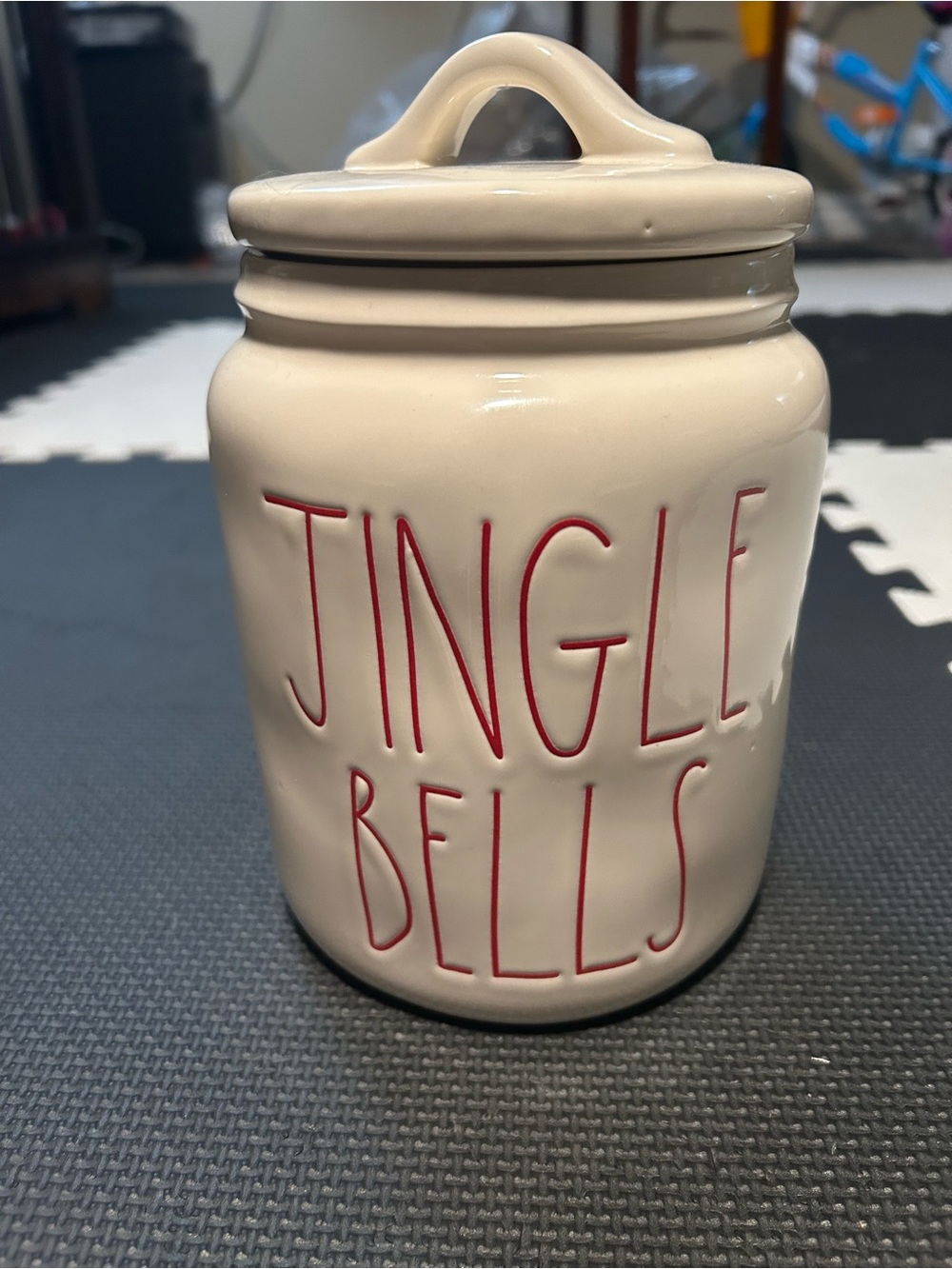 Rae Dunn jingle bells canister